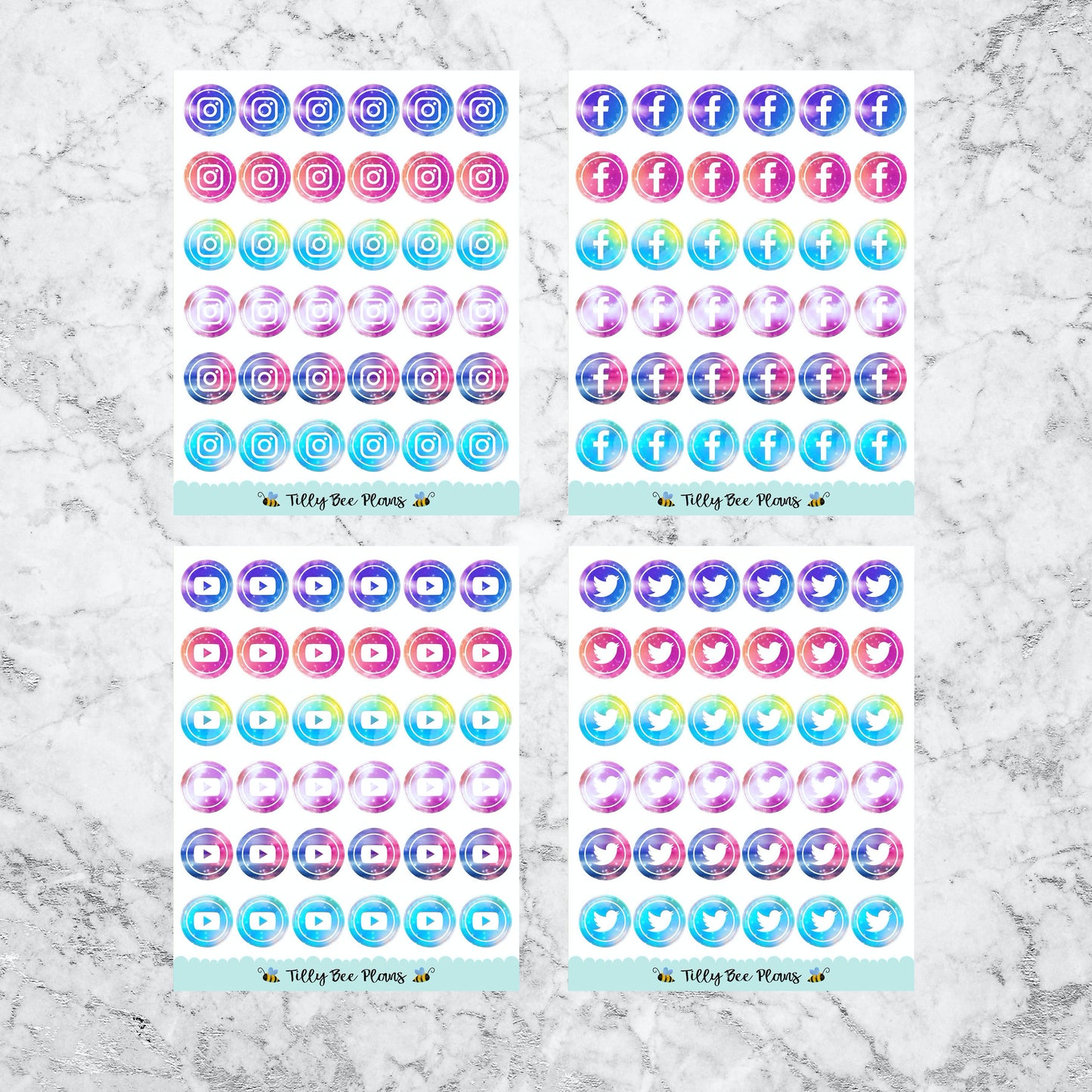 Watercolor Social Media Icons