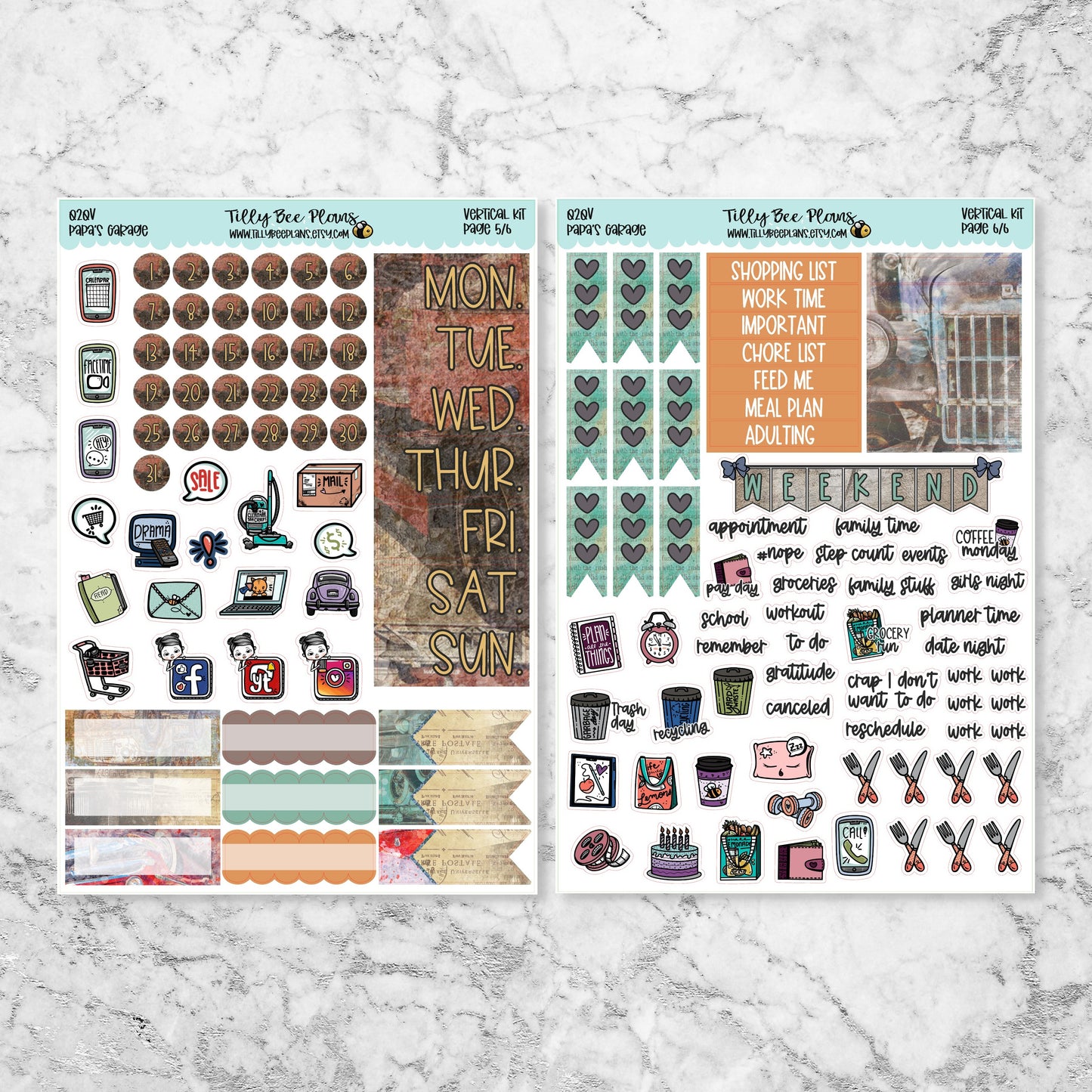 Papa's Garage - Vertical Sticker Kit