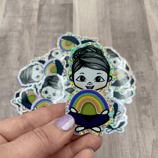 Holographic vinyl die cut sticker *Water and UV Resistant* - Tilly Rainbow