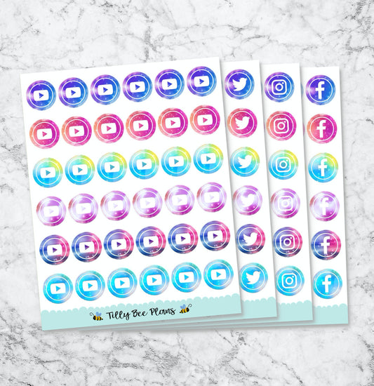 Watercolor Social Media Icons