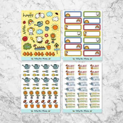 Spring Gardening Stickers - Deco, quarter boxes, icons