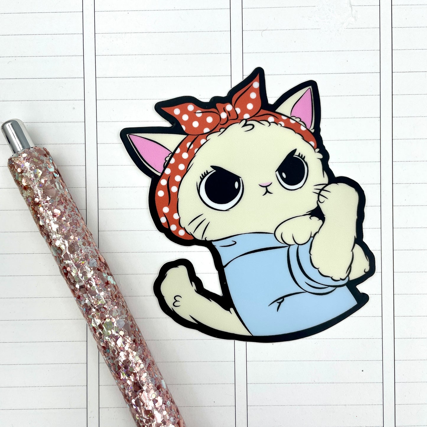 Vinyl Die Cut Sticker *Water and UV Resistant* - Rosie the Kitty Riveter